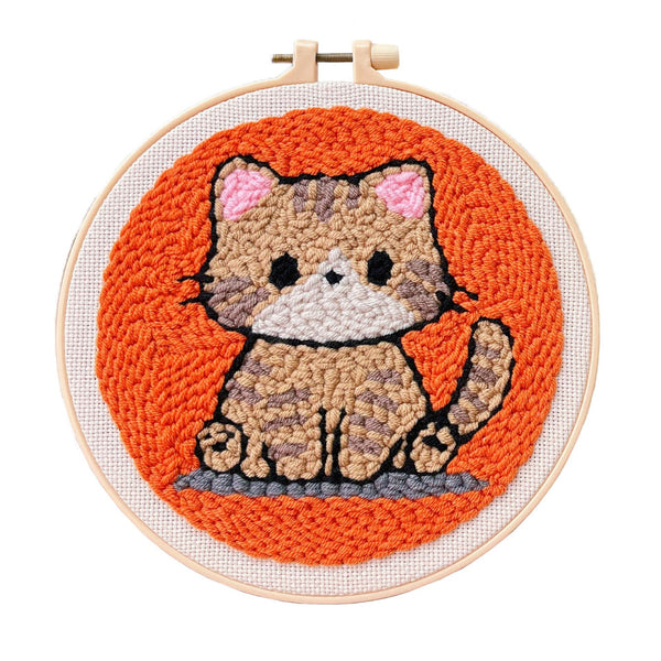 Catnap (Brown Tabby) cat punch needle kit