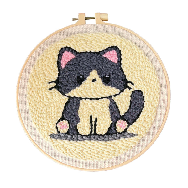Pajamas (Tuxedo) cat punch needle kit